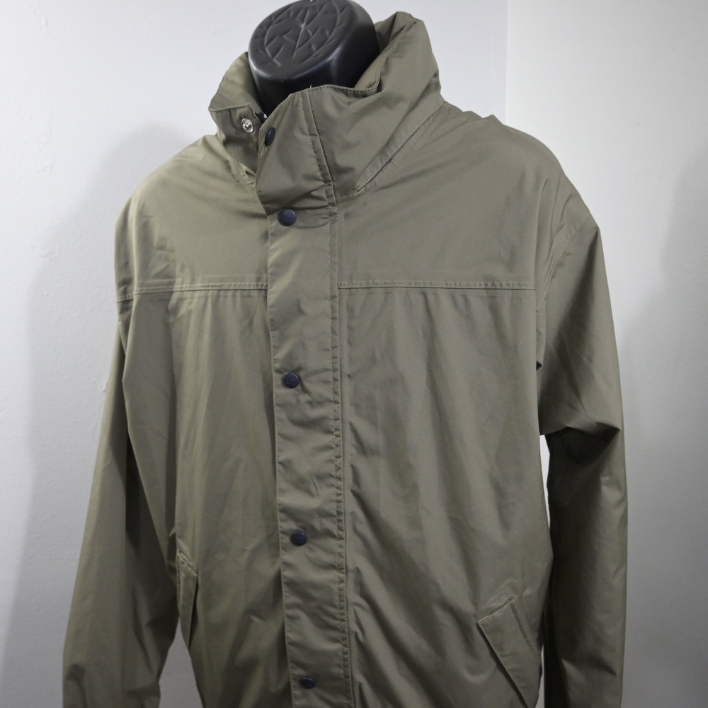 VTG REI Rain Jacket Mens Large Brown Full Zip Hooded Windbreaker Hiking Outdoor